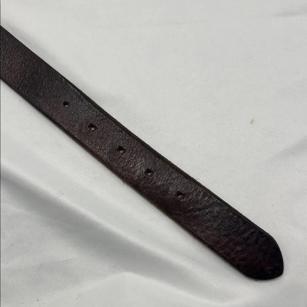 Vintage Leather St. Johns Bay Brown Belt with Circular Brass Buckle